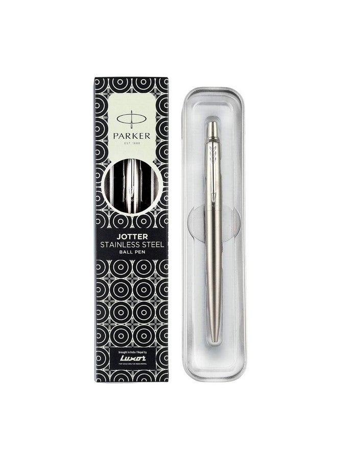 Parker Jotter Stainless Steel Chrome Trim Ball Pen | Ink Color - Blue | Perfect For Employees | Unique Gifts For Entrepreneurs - Image 1