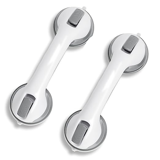 PRIMIL PRIMIL Plastic Bathroom Helping Handle Strong Suction Cup Easy Grip Safety Shower Support Handle Bathtub Support DoorWall Helping Handle Bathroom Handle 