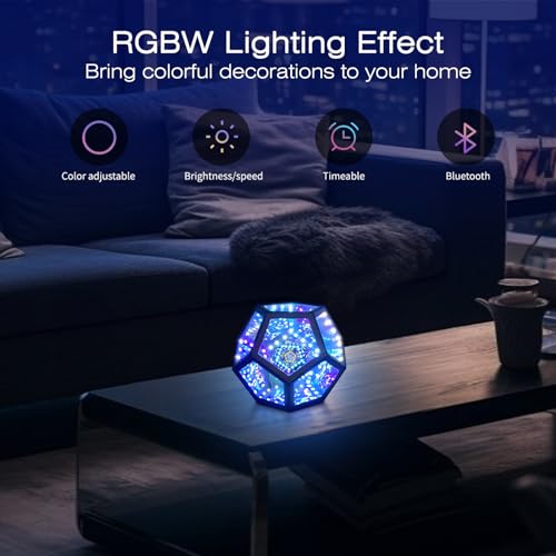 Mito Infinity Mirror Light Infinite Dodecahedron Color Art Light for Gaming Room Decor 3D Hyper Cube RGBW Color Changing Night Lighting for Computer Gaming Desk Birthday Christmas Gift - Image 2