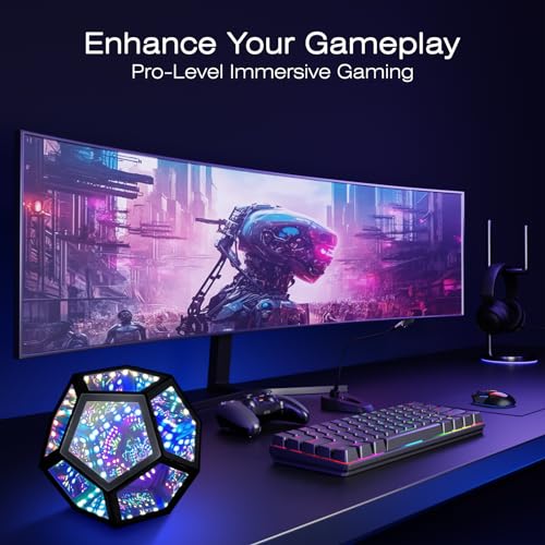 Mito Infinity Mirror Light Infinite Dodecahedron Color Art Light for Gaming Room Decor 3D Hyper Cube RGBW Color Changing Night Lighting for Computer Gaming Desk Birthday Christmas Gift - Image 3