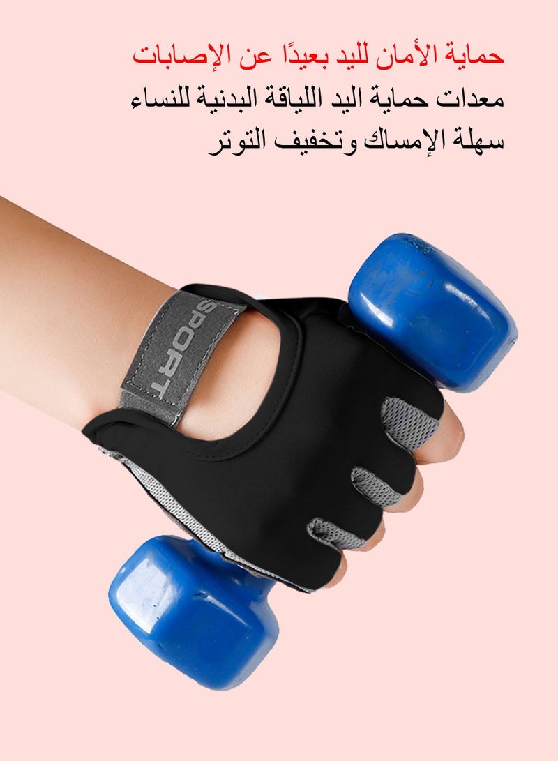 اسم المحتوى ناريلا قفازات تمرين المرأة، قفازات رفع الأثقال بدون أصابع، قفازات تمرين اليوغا اللياقة البدنية مع صدمات وغير قابلة للانزلاق حصيرة السيليكون للرياضة، التمارين، رفع الأثقال، الدراجات والتدريب S - Image 3