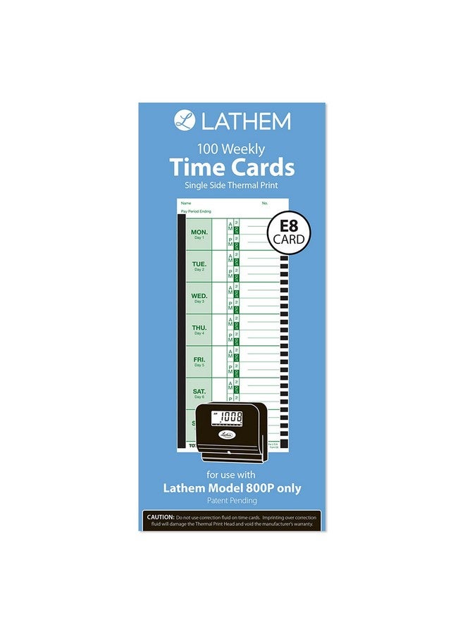 لاثيم بطاقات وقت الطباعة الحرارية الأسبوعية من جانب واحد 2100Hd و800P ساعات زمنية 9 بوصة 100 حزمة (E8100) - Image 1