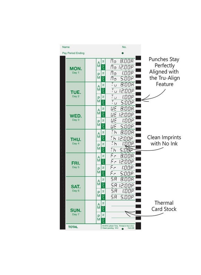 لاثيم بطاقات وقت الطباعة الحرارية الأسبوعية من جانب واحد 2100Hd و800P ساعات زمنية 9 بوصة 100 حزمة (E8100) - Image 3