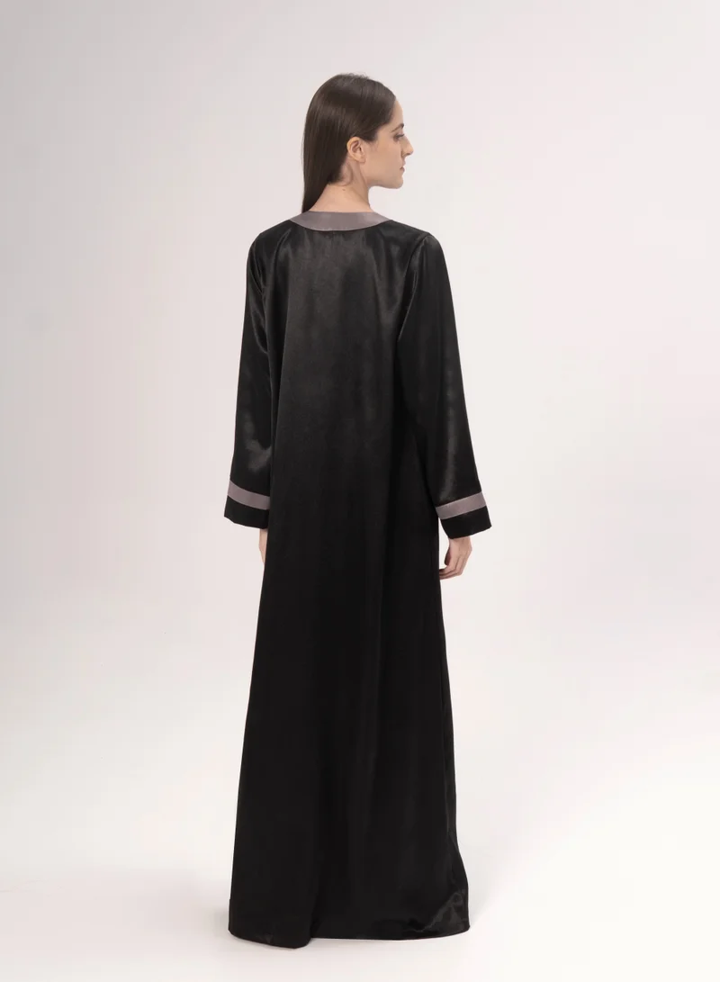 Hadiyath Al Madinah Classic Black Open Abaya - HM
