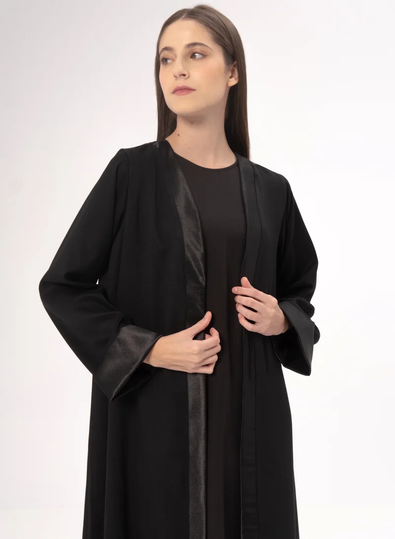 Hadiyath Al Madinah Classic Black Open Abaya - HM
