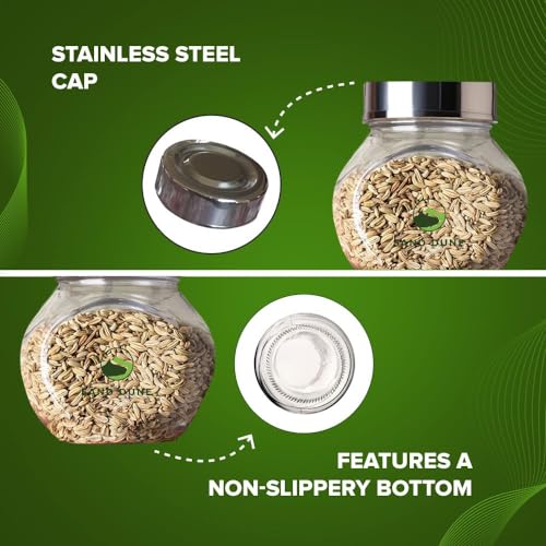 SAND DUNE Set of 8, 200 ml Each Storage Glass Jar Steel Cap, Transparent | BPA Free | Storage Jar Containers/Barni for Kitchen for Aachar Pickle, Dry Fruits, Masala, Spices, and dals. - Image 3
