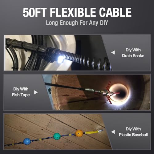Teslong 50ft Sewer Camera, Teslong 1080P Drain Plumbing Snake Inspection Camera with Light, 50 ft Flexible Borescope Endoscope Duct Fiber Optic Scope Cam - Image 2