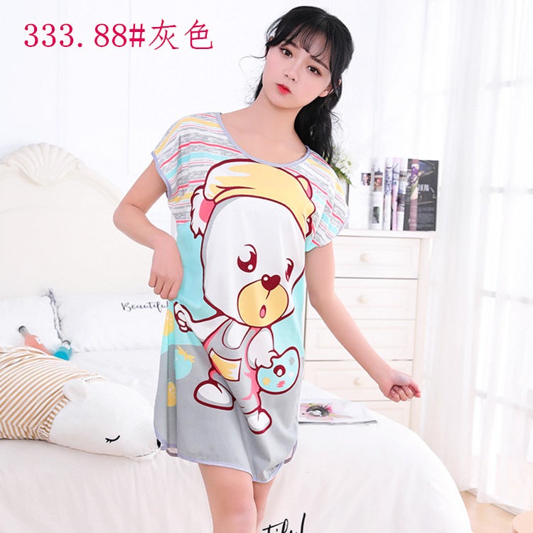 Cartoon Sweet Cute One-piece Nightgown 333.88# Ash