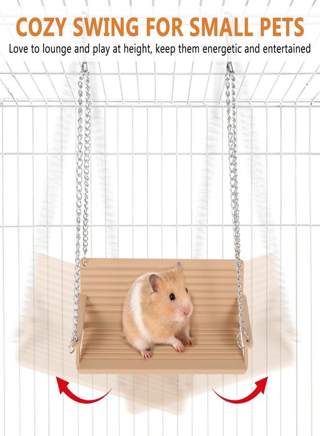CebraBounze Wooden Chinchilla Hammock with Metal Hooks, Indoor Cage Bench Swing,Hanging Rest Stand & Exercise Toy, Small Animal Cage Accessories for Chinchillas, Rabbits, Guinea Pigs - Image 5