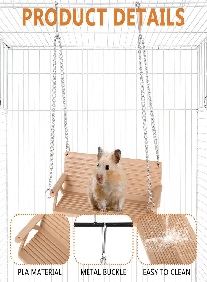 CebraBounze Wooden Chinchilla Hammock with Metal Hooks, Indoor Cage Bench Swing,Hanging Rest Stand & Exercise Toy, Small Animal Cage Accessories for Chinchillas, Rabbits, Guinea Pigs - Image 3