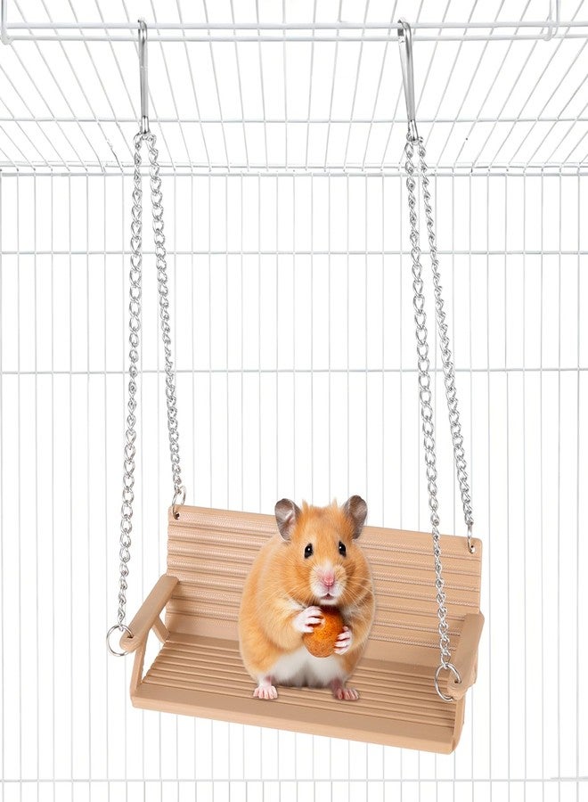 CebraBounze Wooden Chinchilla Hammock with Metal Hooks, Indoor Cage Bench Swing,Hanging Rest Stand & Exercise Toy, Small Animal Cage Accessories for Chinchillas, Rabbits, Guinea Pigs - Image 1