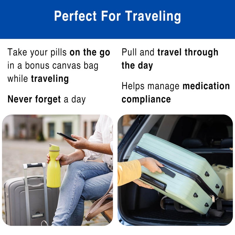 MedCenter 31-Day HSA/FSA Low Profile Pill Organizer with Travel Pouch & Tweezers â€“ Monthly Medication Management System with Daily Labeled Pill Boxes for Home & Travel Use - Image 5