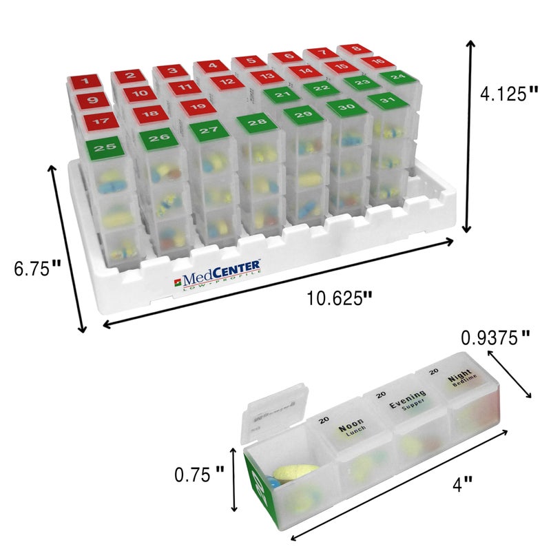 MedCenter 31-Day HSA/FSA Low Profile Pill Organizer with Travel Pouch & Tweezers â€“ Monthly Medication Management System with Daily Labeled Pill Boxes for Home & Travel Use - Image 2