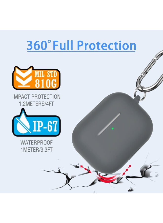 Silicone Protective Case Cover for AirPods Pro 3 with Cleaner Kit, Keychain for Women Men,Suitable for 3nd Generation Case Gift Sports lanyard（Grey） - Image 4