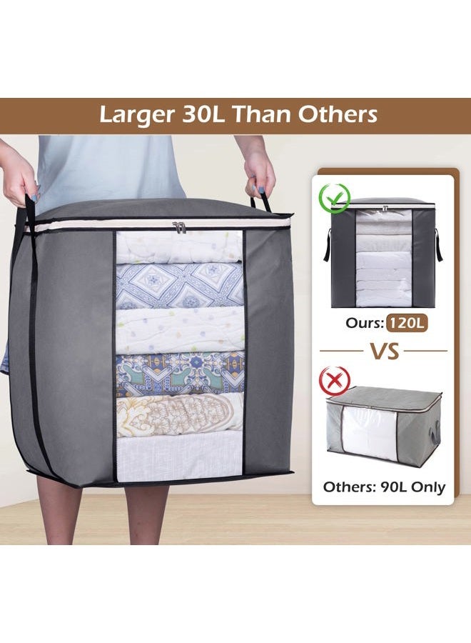Sleeping Lamb Large Foldable Storage Bag Organizer Clothes Storage Container for Blanket Comforter Clothing Bedding with Durable Handles, Grey - Image 2