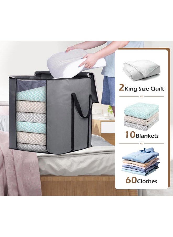 Sleeping Lamb Large Foldable Storage Bag Organizer Clothes Storage Container for Blanket Comforter Clothing Bedding with Durable Handles, Grey - Image 3