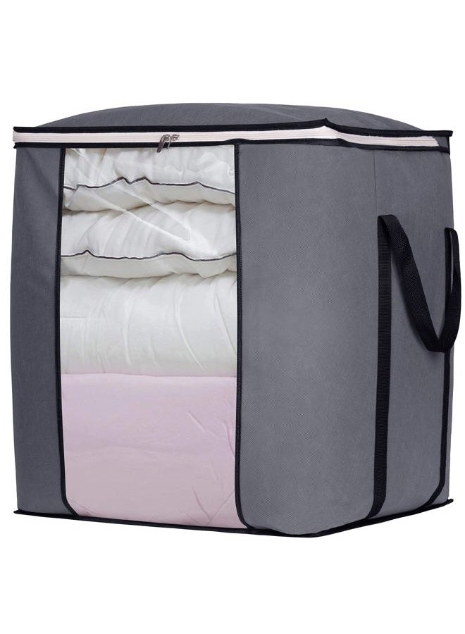 Sleeping Lamb Large Foldable Storage Bag Organizer Clothes Storage Container for Blanket Comforter Clothing Bedding with Durable Handles, Grey - Image 1