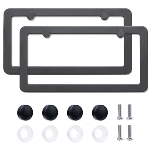 FIISFIIS 2 Pack Premium Stainless Steel License Plate Frames Solid RustProof Stainless Steel Holder with 2 Holes Universal Car Frame for Including Screws Silver - Image 1