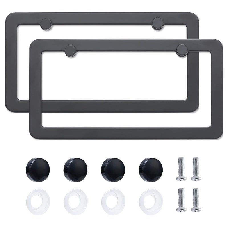FIISFIIS 2 Pack Premium Stainless Steel License Plate Frames Solid RustProof Stainless Steel Holder with 2 Holes Universal Car Frame for Including Screws Silver - Image 3