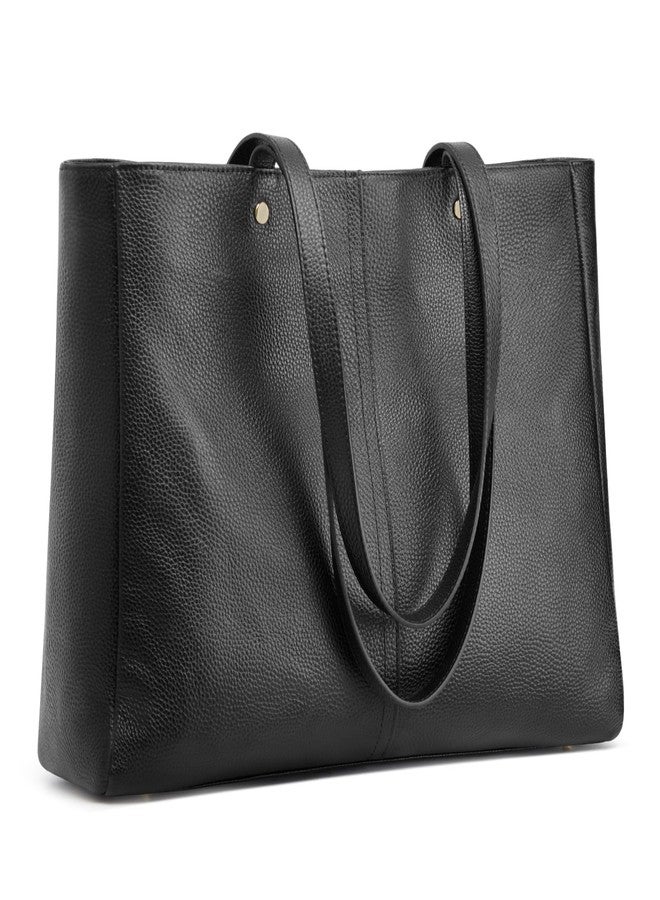 Kattee Women’s Soft Leather Work Tote Shoulder Bag,Large Capacity Designer Satchel Handbags with Luggage Sleeve, Black - Image 1