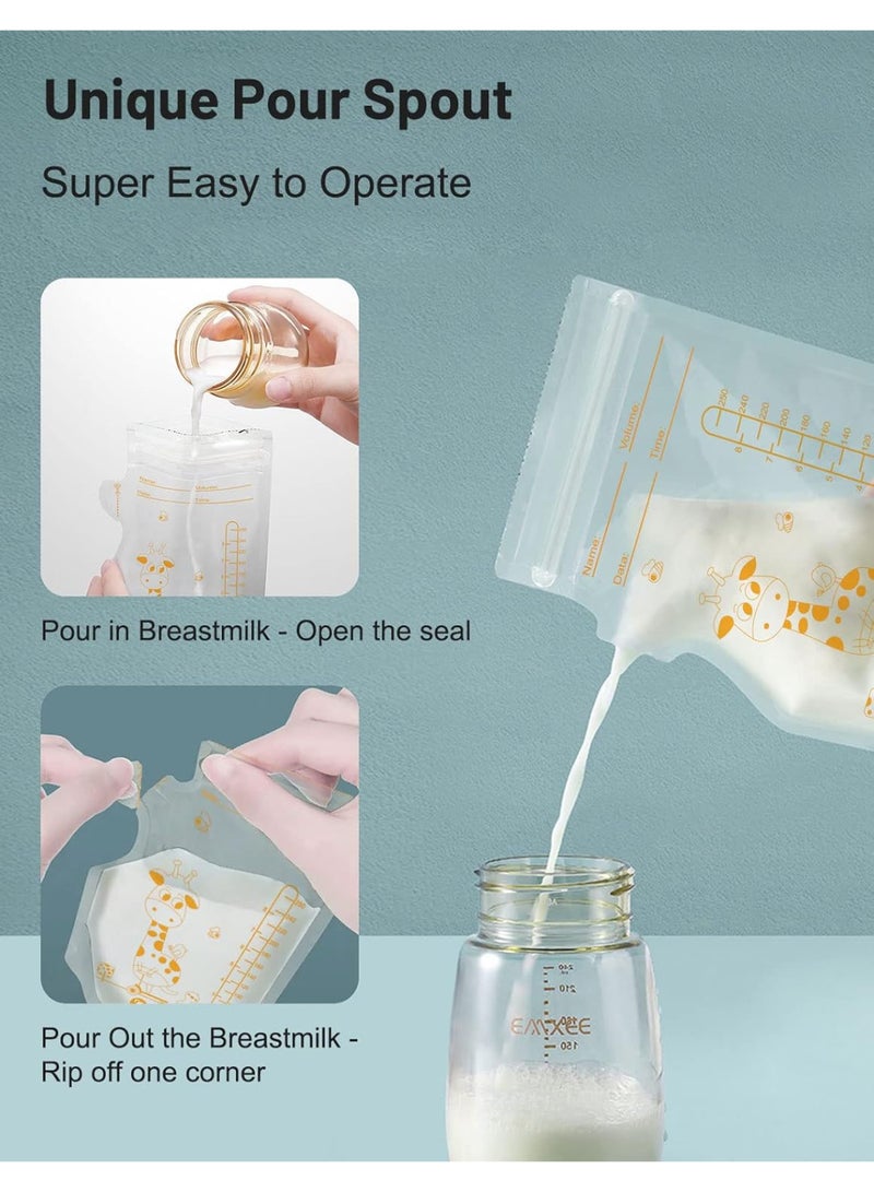 Mumgaroo Breastmilk Storage Bag Freezer, 8.5 OZ / 36 Pcs Breast Milk Storage Bags Freezer with Double Zip Lock, Self Standing, Pre-Sterilized Milk Storage Bags Breastmilk, Space Saving Flat Profile - Image 2