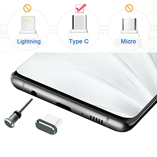 Careflection USB C Cover Cap Anti Dust Plug,Cell Phone Type C Charging Port & Earphone Jack Cap Dirt Protector,for Samsung Galaxy S21 Pixel Oneplus Laptop MacBook Pro Android Gray 2 Pack-TPU - Image 2