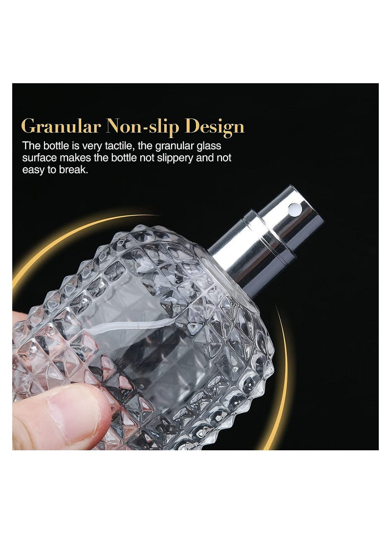 Y&D Travel Perfume Glass Spray Bottle 2 Pcs Pineapple Refillable Atomiser, Square Grids Portable Clear Empty Bottle (50ML)  - Image 3