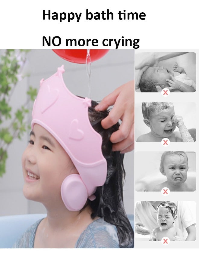 Aissiora Baby Shower Caps Shield, Adjustable Silicone Shower Caps for Kids Waterproof Shampoo Hat for Children Toddler Visor Hat for Eye and Ear Protection Cute Crown Shape Makes Bath More Fun  - Image 3