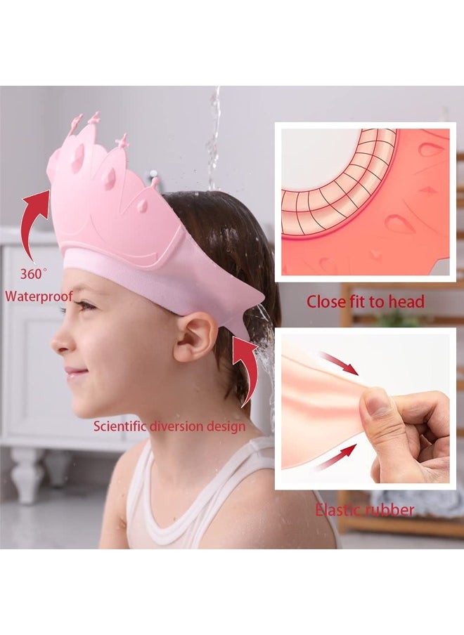 Aissiora Baby Shower Caps Shield, Adjustable Silicone Shower Caps for Kids Waterproof Shampoo Hat for Children Toddler Visor Hat for Eye and Ear Protection Cute Crown Shape Makes Bath More Fun  - Image 4