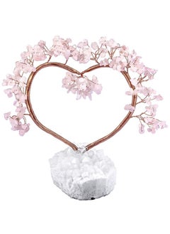 SUNYIK SUNYIK Handmade Healing Crystal Heart Shape Money Tree Set on Natural Rock Quartz Cluster Crystal Base for Home Decor 6.5-8" Tall, Rose Quartz  - Image 2