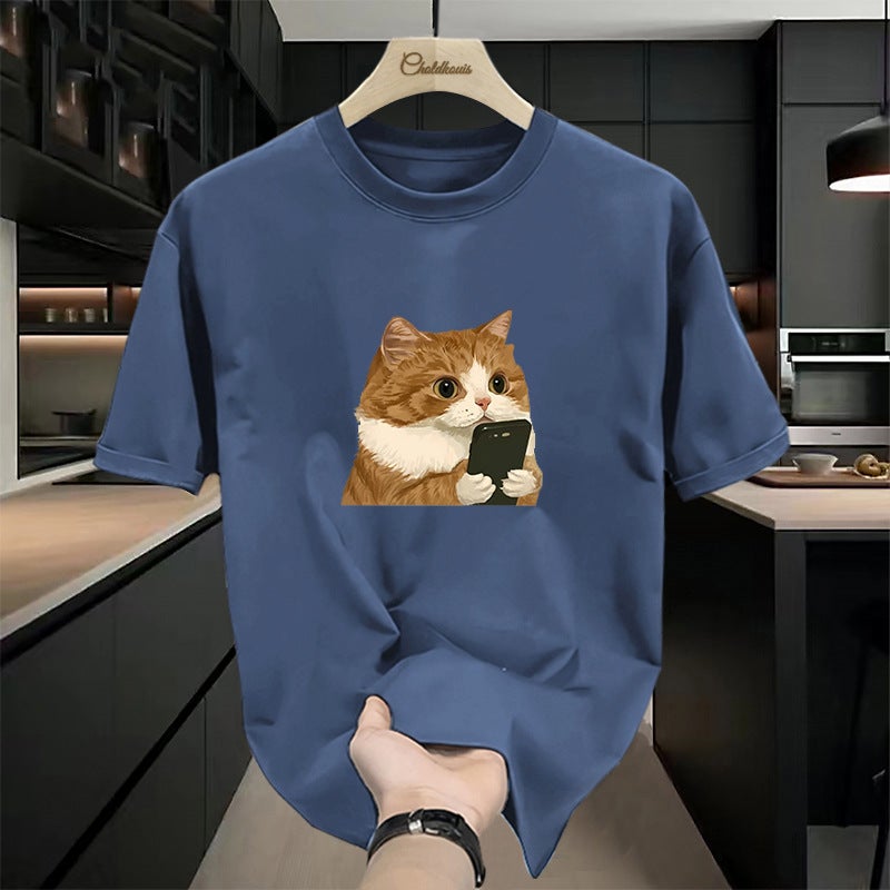 American Style Men's T-Shirt 2025 New Trendy Brand Pure Cotton Short Sleeve Simple Summer Loose Versatile Hong Kong Style Top Base Shirt - Image 1