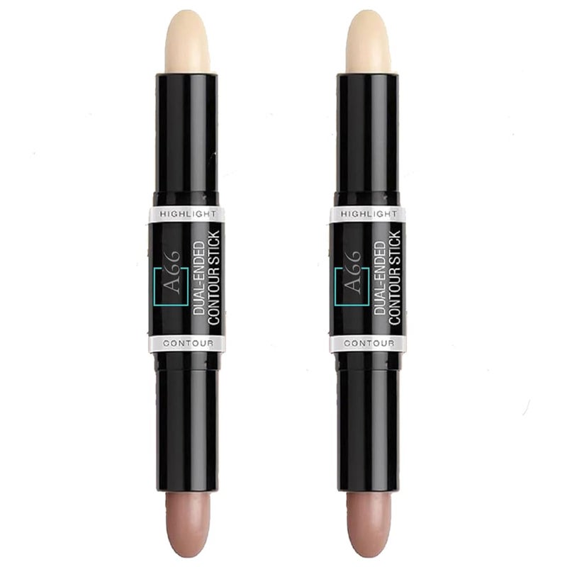 beauty Flawless Contouring 2 in 1 Highlighter Contour Stick Concealer Shade for a Defined and Chiseled Look 8gFor Oily Skin Beige For All Type girls  Women Protect Skin PACK OF 2 - Image 1
