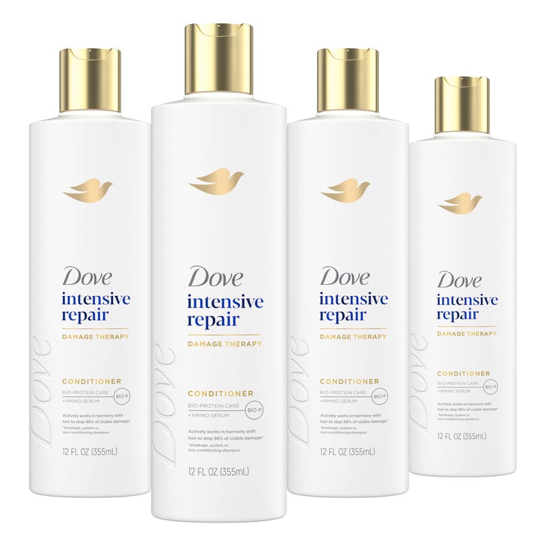 Dove Conditioner Intensive Repair 4 count for Damaged Hair Bio-Protein Care Technology and Amino Serum 12 oz - Image 1