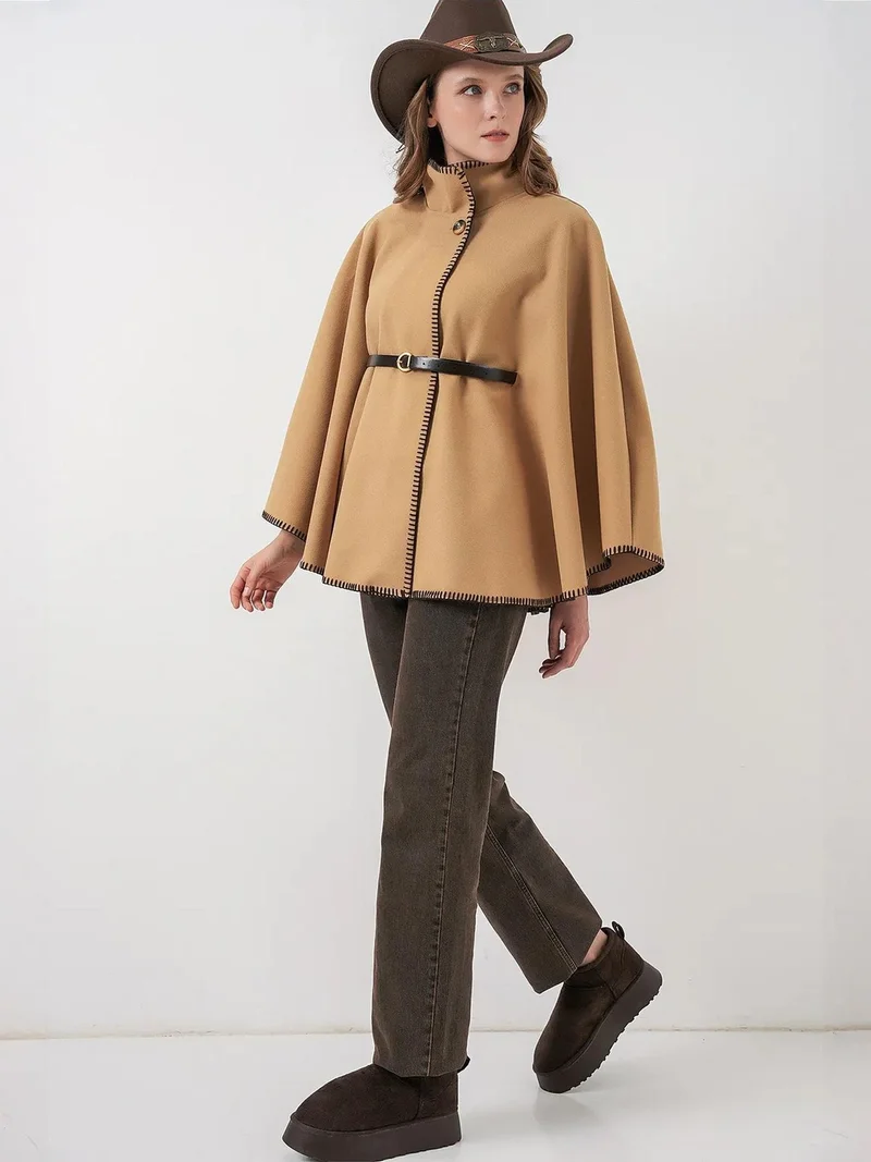 بيغ دارت BDART Topstitch Detailed Belted Poncho