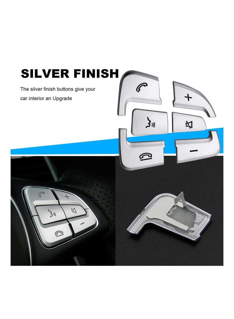 Y&D Car Steering Wheel Button Stickers Cover, Interior Switch Decoration Trim for Mercedes Benz C V GLC Class W205 X205 Silver Tone (Set of 12)  - Image 2