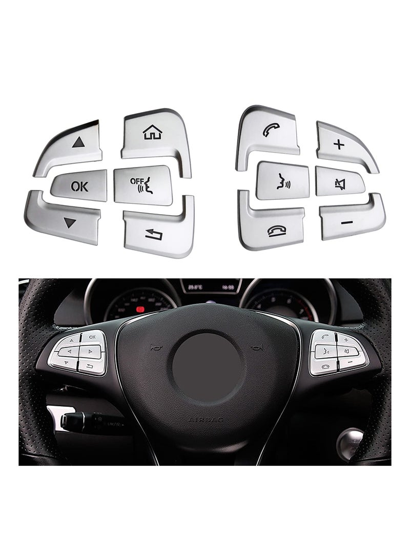 Y&D Car Steering Wheel Button Stickers Cover, Interior Switch Decoration Trim for Mercedes Benz C V GLC Class W205 X205 Silver Tone (Set of 12)  - Image 5