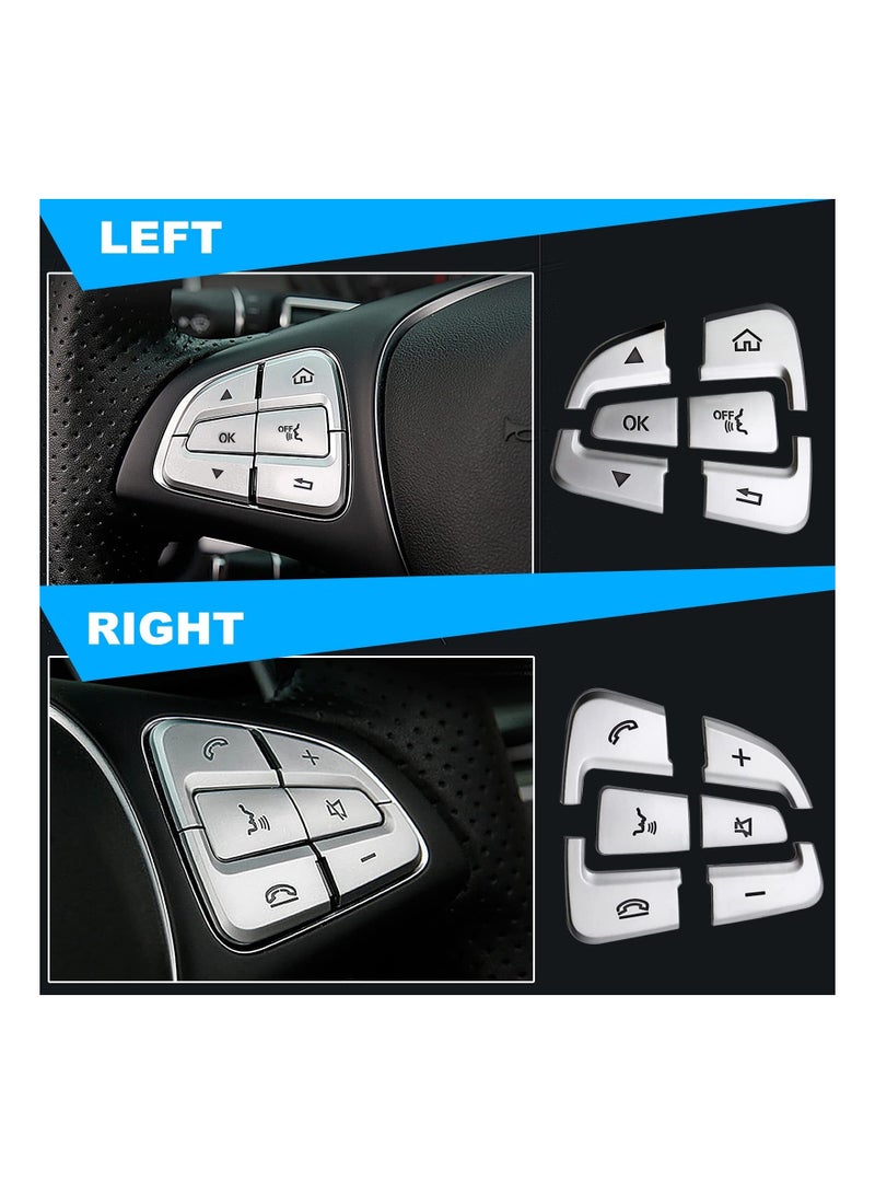 Y&D Car Steering Wheel Button Stickers Cover, Interior Switch Decoration Trim for Mercedes Benz C V GLC Class W205 X205 Silver Tone (Set of 12)  - Image 3