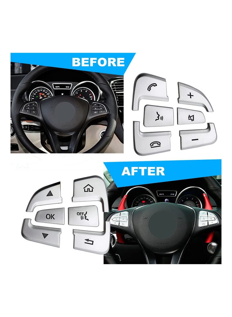 Y&D Car Steering Wheel Button Stickers Cover, Interior Switch Decoration Trim for Mercedes Benz C V GLC Class W205 X205 Silver Tone (Set of 12)  - Image 4