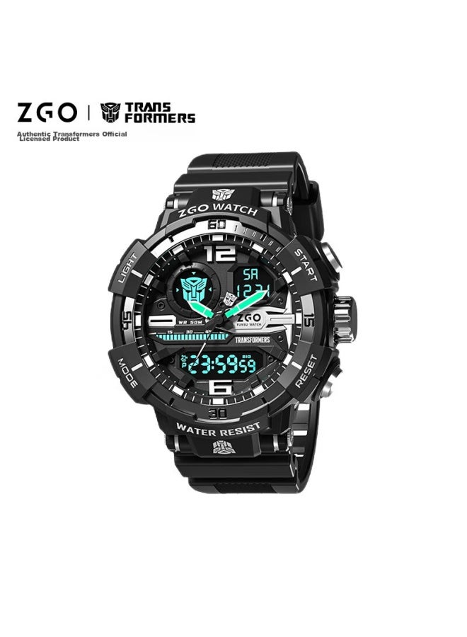 Zgo Transformers Watch Men's Electronic Watch Student Junior High School Youth Children's Electronic Watch 8981 Black Silver - Image 1