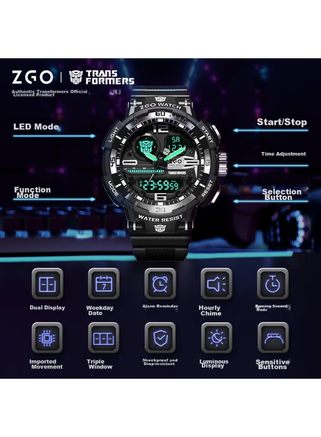 Zgo Transformers Watch Men's Electronic Watch Student Junior High School Youth Children's Electronic Watch 8981 Black Silver - Image 4