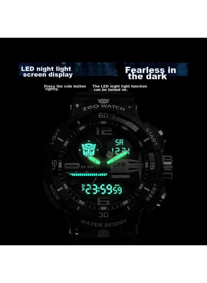 Zgo Transformers Watch Men's Electronic Watch Student Junior High School Youth Children's Electronic Watch 8981 Black Silver - Image 3