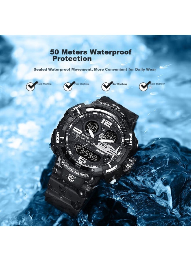 Zgo Transformers Watch Men's Electronic Watch Student Junior High School Youth Children's Electronic Watch 8981 Black Silver - Image 5