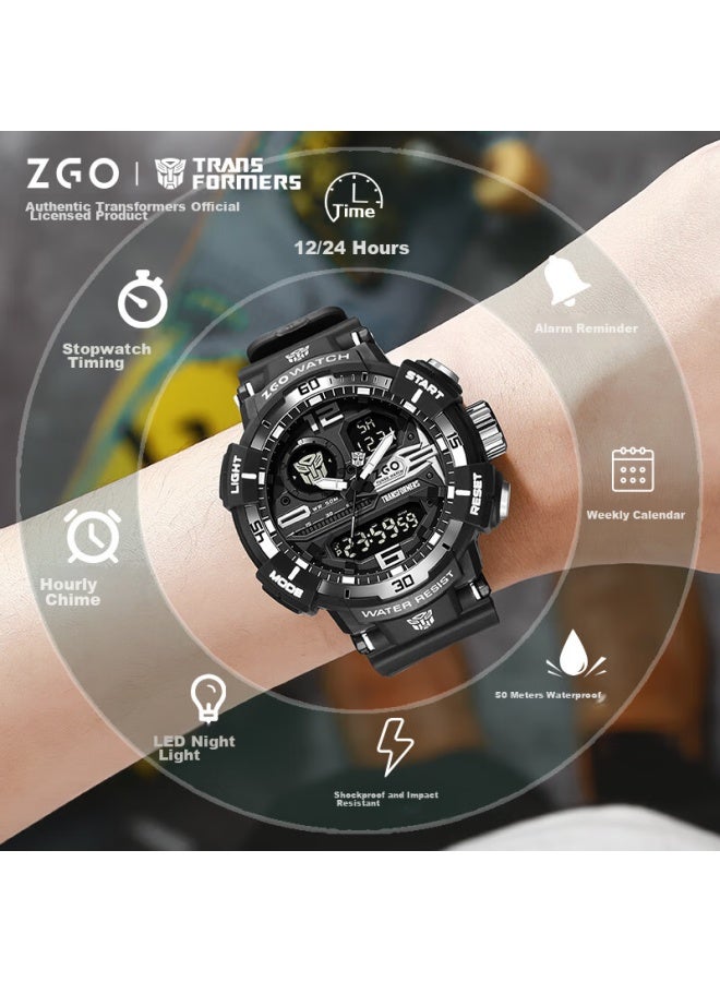 Zgo Transformers Watch Men's Electronic Watch Student Junior High School Youth Children's Electronic Watch 8981 Black Silver - Image 2