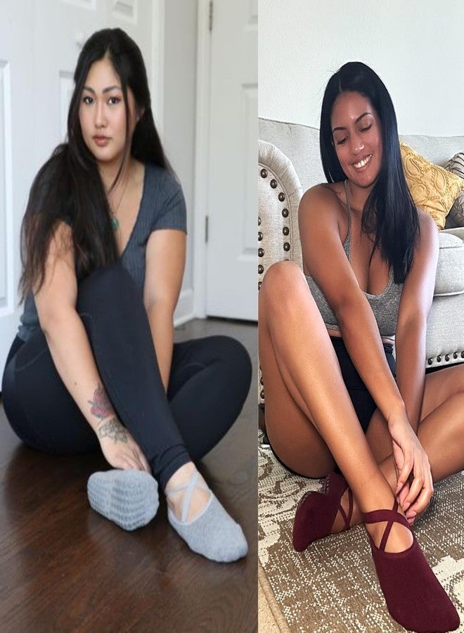 Elizabeth Mott Yoga Non-Slip Socks by Wira - No-Slip Grip Socks with Comfortable Straps - Perfect Workout Accessory for Yoga, Ballet, Barre, Dance, Pilates, 3-Pairs - Image 5