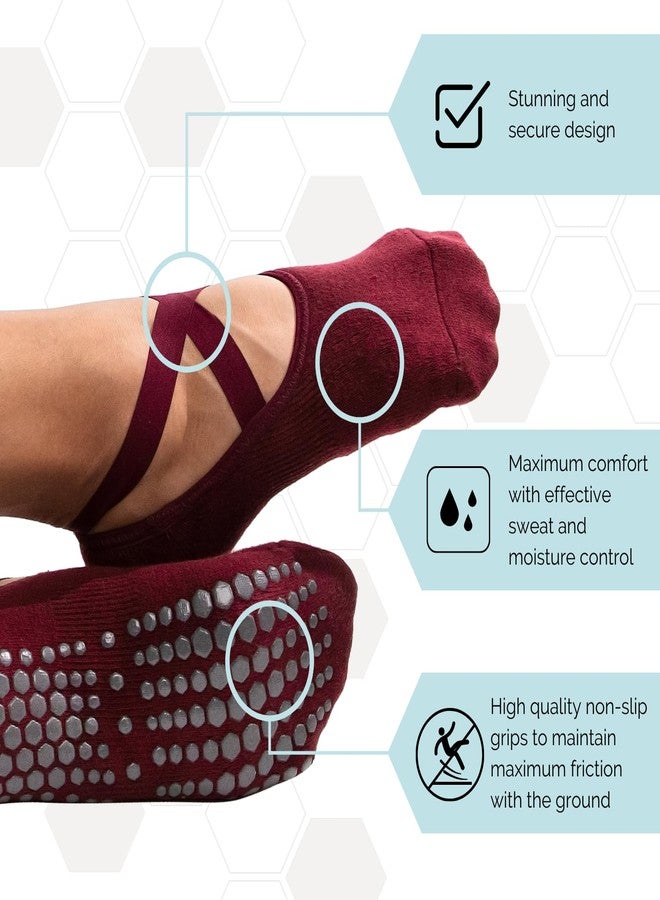 Elizabeth Mott Yoga Non-Slip Socks by Wira - No-Slip Grip Socks with Comfortable Straps - Perfect Workout Accessory for Yoga, Ballet, Barre, Dance, Pilates, 3-Pairs - Image 3