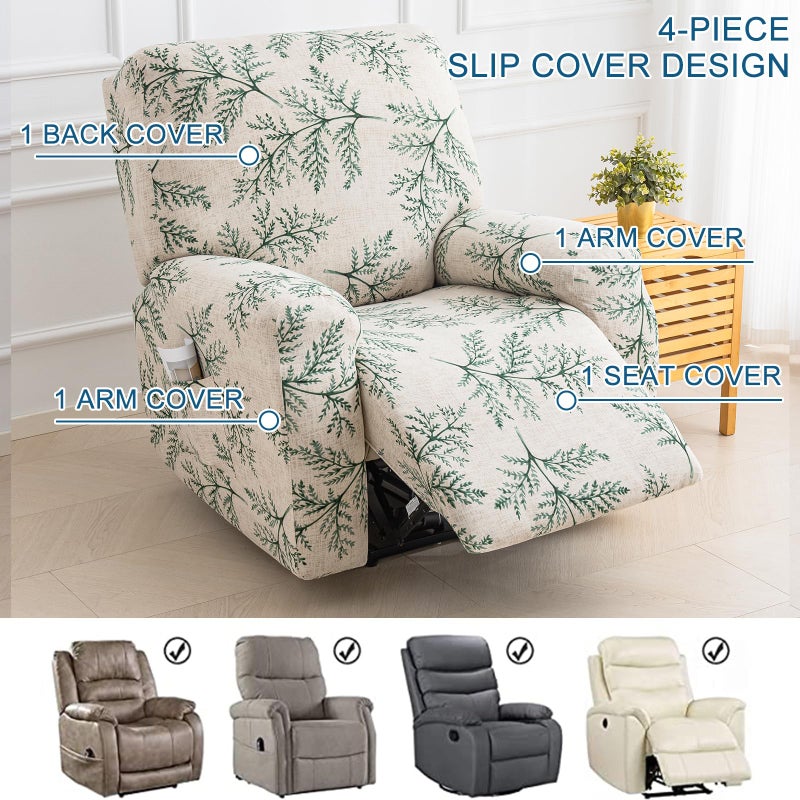 Eco-Ancheng Recliner Slipcovers 4-Pieces Lazyboy Recliner Covers Recliner Couch Covers Recliner Chair Cover Non Slip Reclining Slipcovers with Storage Pockets Furniture Protector for Living Room,14 - Image 5