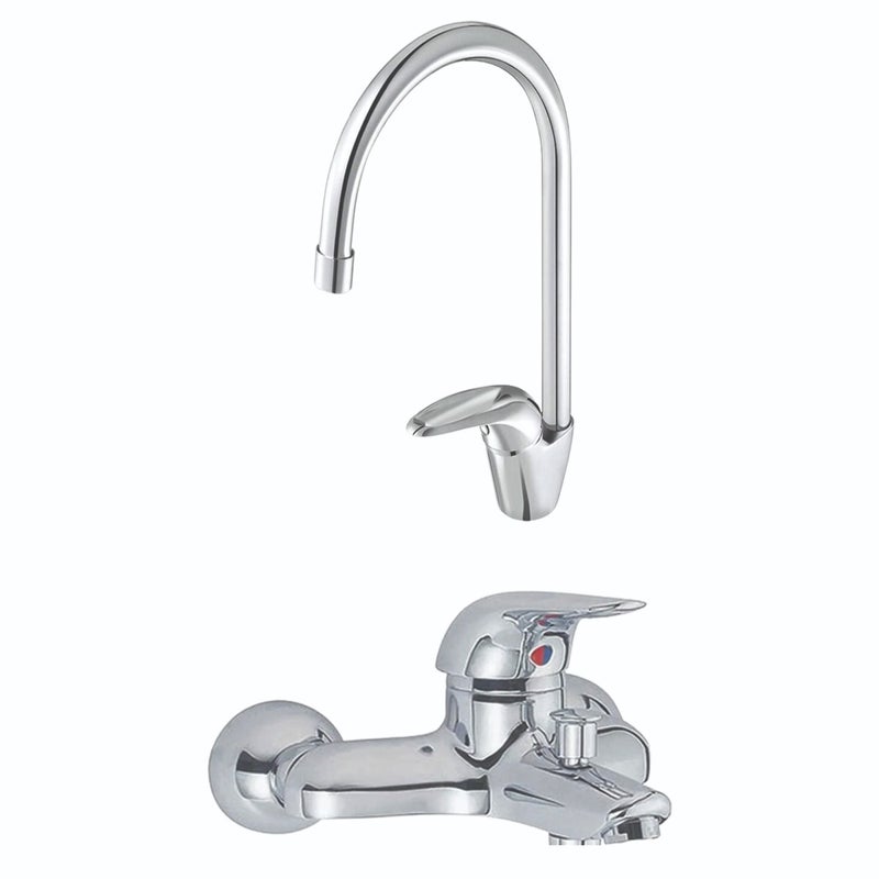 كليفر طقم خلاط 2قطعه خلاط حوض و خلاط بانيو ايكو كليفر سيلفر