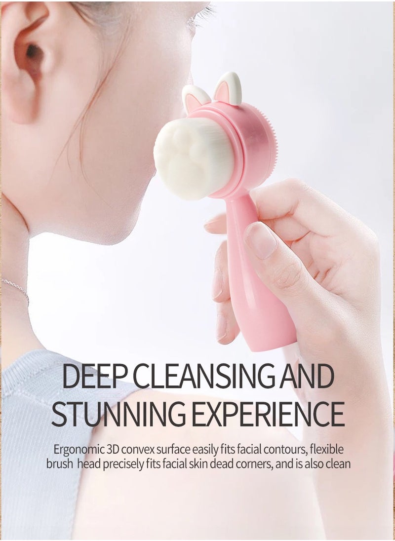 Beirui - Manual Cleansing Brush, 2-in-1 Skin Care Brush, Silicone Face Wash, Manual Dual Wash Brush for Deep Pore Exfoliating Massage - Image 1