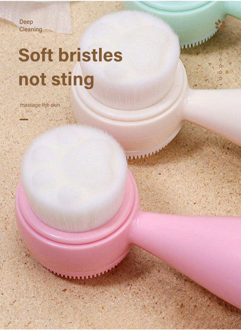 Beirui - Manual Cleansing Brush, 2-in-1 Skin Care Brush, Silicone Face Wash, Manual Dual Wash Brush for Deep Pore Exfoliating Massage - Image 1