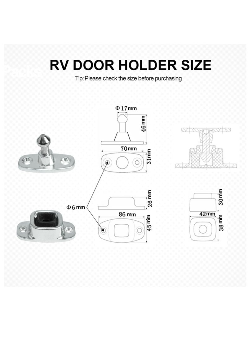SOLARAE RV Door Holder, Heavy Duty Enclosed Trailer Door Latch, Entry Door Catch, Plunger and Socket Trailer Door Holder for Camper, TravelTrailer, Cargo, Truck, Shed Door (2 Pack) - Image 2